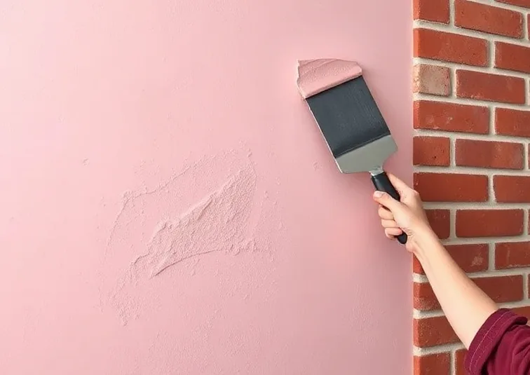 Application d'un enduit décoratif à la lisseuse sur un mur