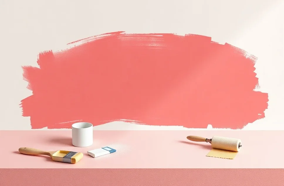 Outils de peinture disposés dans l'ordre des étapes du chantier